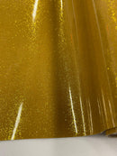 Vinyl Fabric - Gold Shiny Sparkle Glitter Leather PVC - Upholstery By The Yard