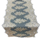 21" Floral Lace Metallic Design Table Runner - Gold - Floral Runner for Event Decor Sold By The Yard