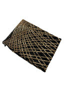 2 Way Stretch Diamond Fabric - Gold on Black- Geometric Diamond Design on Mesh By The Yard