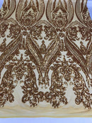 Damask Sequins Fabric - 4 Way Stretch Big Damask Sequins Fabric - Pick Color - 25 Yard Roll