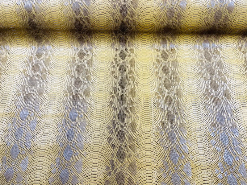 Vinyl Fabric - GOLD Faux Viper Snake Skin Leather Upholstery - 3D Scales - By The Yard