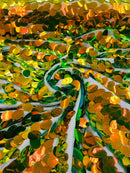 Iridescent Jumbo Oval Sequins - Green Iridescent - Paillette Oval Sequins Fabric on Mesh Sold By Yard