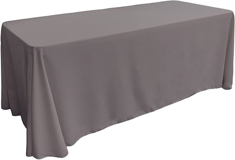 90" Solid Tablecloth - Grey - Polyester Poplin Rectangular Full Table Cover (Pick Size)