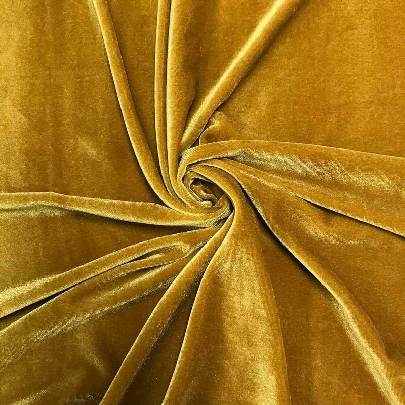Velvet Stretch Fabric - Gold - Spandex Stretch Velvet Fabric 60'' Wide Sold By Yard