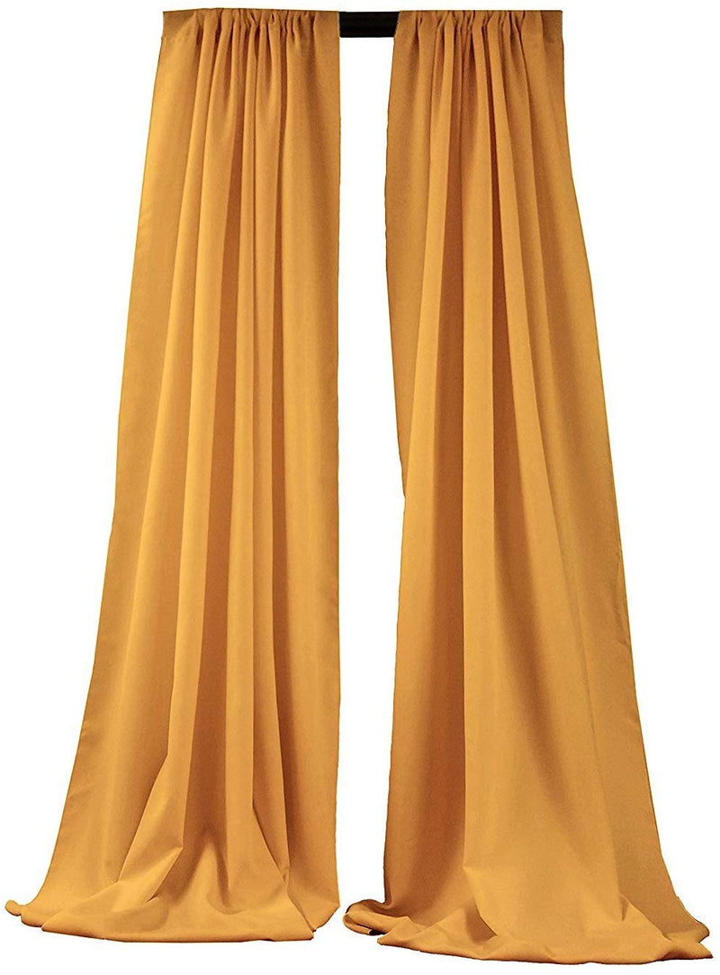 5 Feet x 10 Feet - Gold - Polyester Backdrop Drape Curtains, Polyester Poplin Backdrop 1 Pair