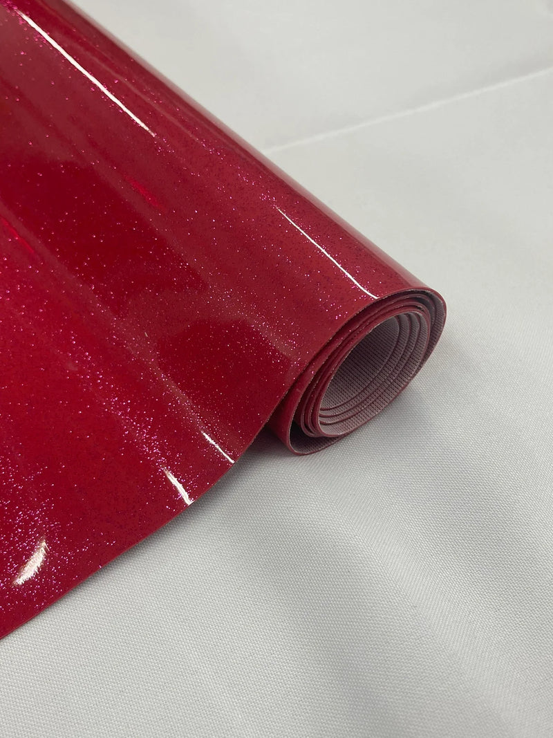Vinyl Fabric - Hot Pink Shiny Sparkle Glitter Leather PVC - Upholstery By The Yard