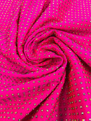 Solid Color Rhinestone Fabric - Hot Pink - 4 Way Stretch Soft Solid Color Fabric with Crystal Stones Sold By Yard