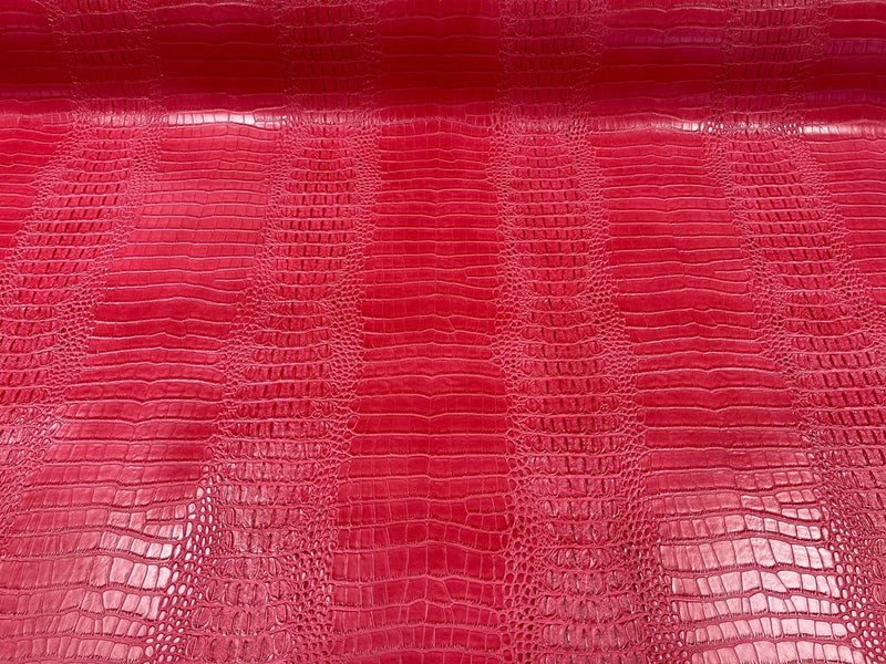 Crocodile Faux Leather Vinyl - Hot Pink Fabric 3D Scales Vinyl Crocodile Sold By Yard