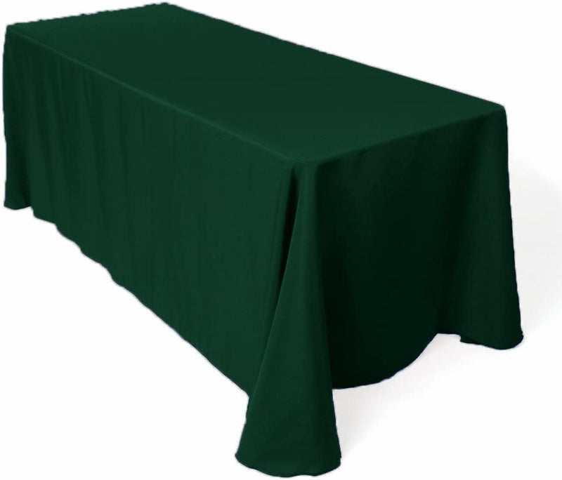 90" Solid Tablecloth - Hunter Green - Polyester Poplin Rectangular Full Table Cover (Pick Size)