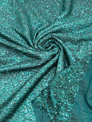 Mille Striped Stretch Sequins - Hunter Green - 4 Way Stretch Spandex Sequins Striped Fabric By The Yard