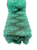 Flower Cluster Lace Sequins Table Runner - Hunter Green - Floral Lace Table Runner Sold By Yard