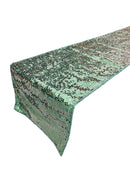 Taffeta Shiny Sequins Table Runner - Hunter Green - 12" x 90" Sequins on Taffeta Table Runner