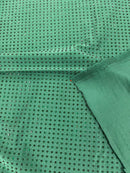 Solid Color Rhinestone Fabric - Hunter Green - 4 Way Stretch Soft Solid Color Fabric with Crystal Stones Sold By Yard