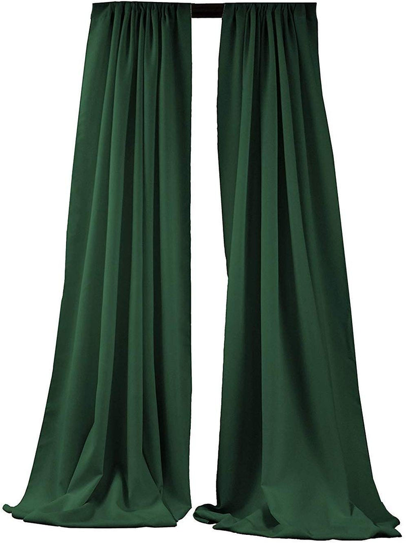 5 Feet x 10 Feet - Hunter Green Polyester Backdrop Drape Curtains, Polyester Poplin Backdrop 1 Pair