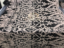 Two Tone Sequins - Black / Cream - 4 Way Stretch Fancy Design Mesh Fabric Sold By The Yard