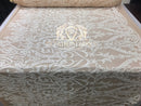 4 Way Stretch - White - Sequins Damask Design Fabric Embroidered On Mesh Sold By The Yard