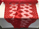 Floral Red Embroidered Lace Fabric with Sequins - Fancy Embroidery Design Fabrics By The Yard