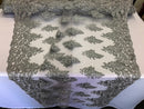 Floral Silver Embroidered Lace Fabric with Sequins - Fancy Embroidery Design Fabrics The The Yard