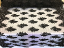 Floral Black Embroidered Lace Fabric with Sequins - Fancy Embroidery Design Fabric by The Yard