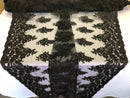 Floral Black Embroidered Lace Fabric with Sequins - Fancy Embroidery Design Fabric by The Yard