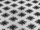 Floral Cluster Beads - Black - Embroidered Beaded Flower Design Fabric on Mesh