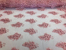 Floral Pink Embroidered Lace Fabric with Sequins Fancy Embroidery Design Fabrics By The Yard