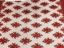 Floral Cluster Beads - Burgundy - Embroidered Beaded Flower Design Fabric on Mesh