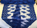 Floral Embroided Royal Blue Lace Fabric with Sequins Fancy Embroidery Design Fabricsby The Yard