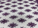 Floral Cluster Beads - Plum - Embroidered Beaded Flower Design Fabric on Mesh