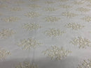 Floral Cluster Beads - Ivory - Embroidered Beaded Flower Design Fabric on Mesh