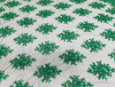 Floral Cluster Beads - Emerald Green - Embroidered Beaded Flower Design Fabric on Mesh