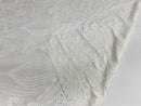 Damask Hearts Sequins - White - 4 Way Stretch Design Fancy Heart Shape Fabric On Mesh