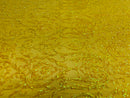 Damask Decor Sequins - Iridescent Yellow - 4 Way Stretch Design High Quality Fabric On Mesh