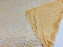 Damask Decor Sequins - White on Nude Mesh - 4 Way Stretch Design High Quality Fabric On Mesh
