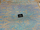 Big Damask Sequins Fabric - Iridescent Aqua - 4 Way Stretch Damask Sequins Design Fabric By Yard