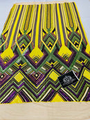 Triangle Multi Color Sequins - Purple Yellow Green  - 4 Way Stretch Chevron Sequins Fabric By Yard