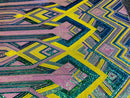 Triangle Multi Color Sequins - Pink Yellow Aqua - 4 Way Stretch Chevron Sequins Fabric By Yard