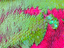 Reversible Sequins - Hot Pink / Lime Green - Mermaid Sequins Stretch Fabric By Yard