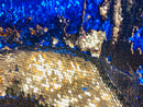 Reversible Sequins - Royal Blue / Gold - Mermaid Sequins Stretch Fabric By Yard