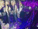 Reversible Sequins - Purple / Silver - Mermaid Sequins Stretch Fabric By Yard
