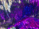Reversible Sequins - Purple / Silver - Mermaid Sequins Stretch Fabric By Yard