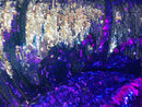 Reversible Sequins - Purple / Silver - Mermaid Sequins Stretch Fabric By Yard
