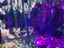 Reversible Sequins - Purple / Silver - Mermaid Sequins Stretch Fabric By Yard