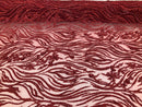 Beaded Zebra Pattern Fabric Burgundy Embroidered Hand beaded Lace Design Fabrics By The Yard