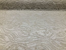 Beaded Zebra Pattern Fabric Ivory Embroidered Hand beaded Lace Design Fabrics By The Yard