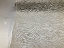 Beaded Zebra Pattern Fabric Ivory Embroidered Hand beaded Lace Design Fabrics By The Yard
