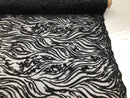 Beaded Zebra Pattern Fabric Black Embroidered Hand beaded Lace Design Fabrics By The Yard