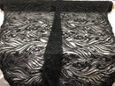 Beaded Zebra Pattern Fabric Black Embroidered Hand beaded Lace Design Fabrics By The Yard