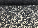 Embroided - Navy - Beaded Damask Pattern Fabric Embroidery Lace Design Fabrics Sold By The Yard