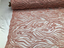Beaded Zebra Pattern Fabric Pink Embroidered Hand beaded Lace Design Fabrics By The Yard